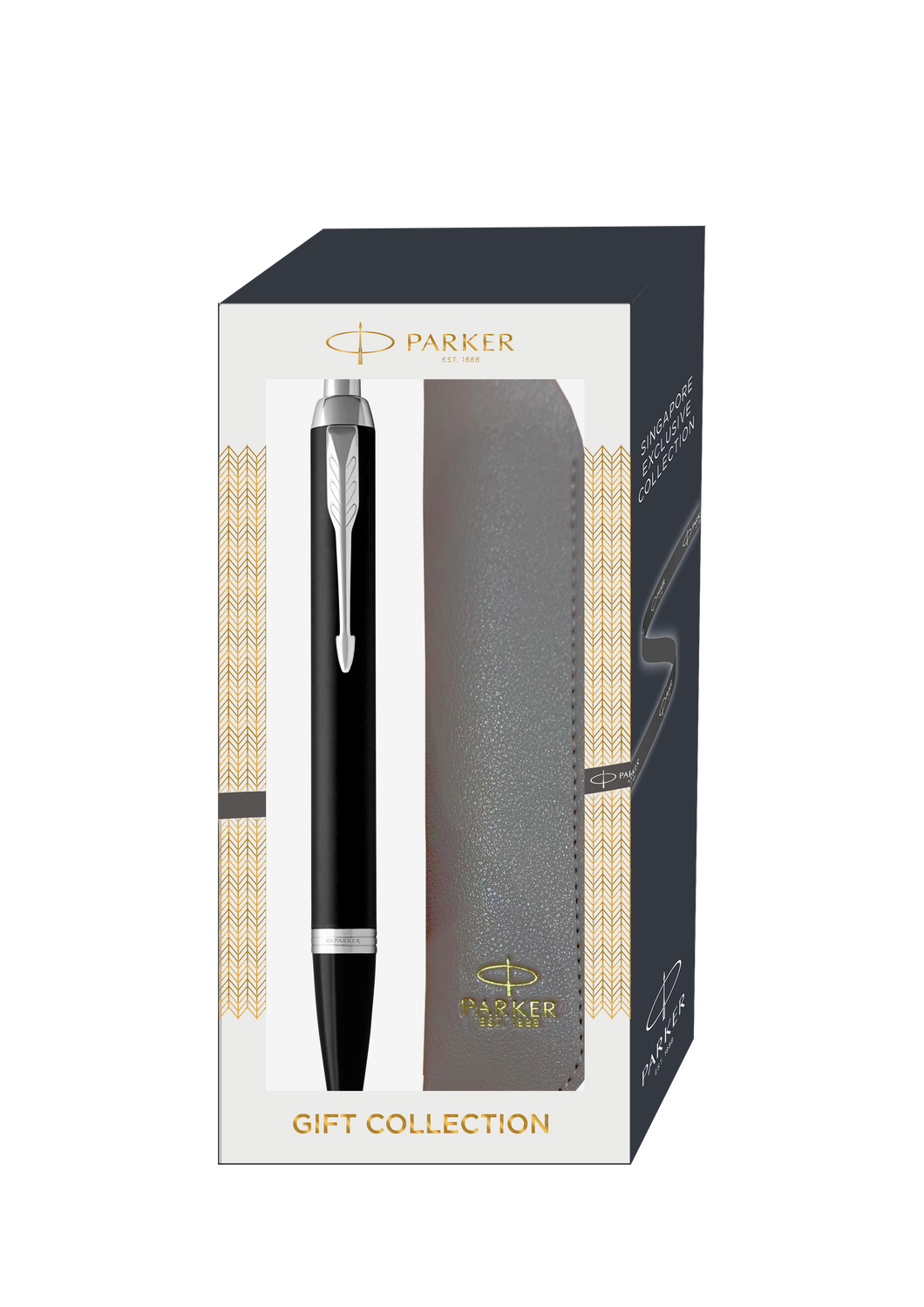 Parker IM Essential Matte Black Chrome Trim Ballpen With Pen Sleeve Gift Set