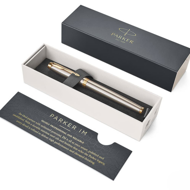 Parker IM Brushed Metal GT Rollerball Pen — Parker rollerball pen — fluid gel ink writing instrument, at Cityluxe Singapore