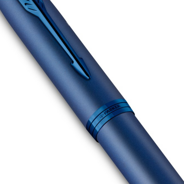 Load image into Gallery viewer, Parker IM Monochrome Blue Rollerball Pen with Leather Key Hook Set
