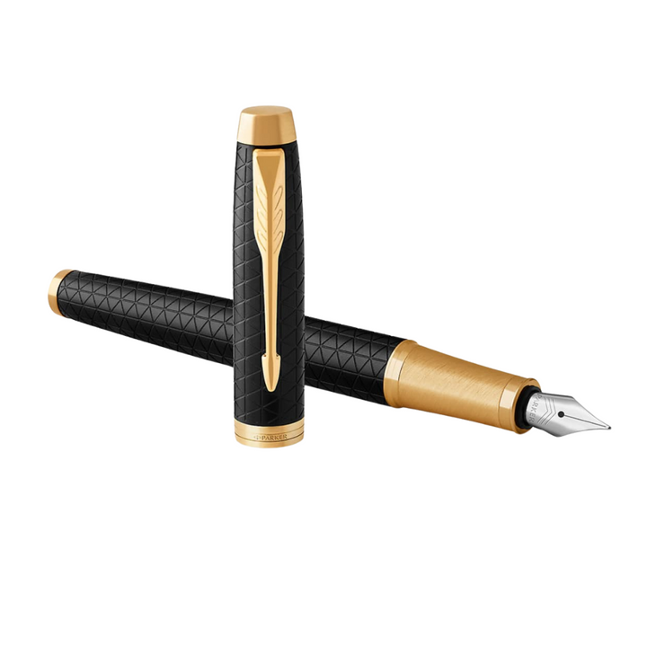 Parker IM Premium Fountain Pen in Black with Gold Trims — Parker fountain pen — precision nib writing instrument, at Cityluxe Singapore stationery store