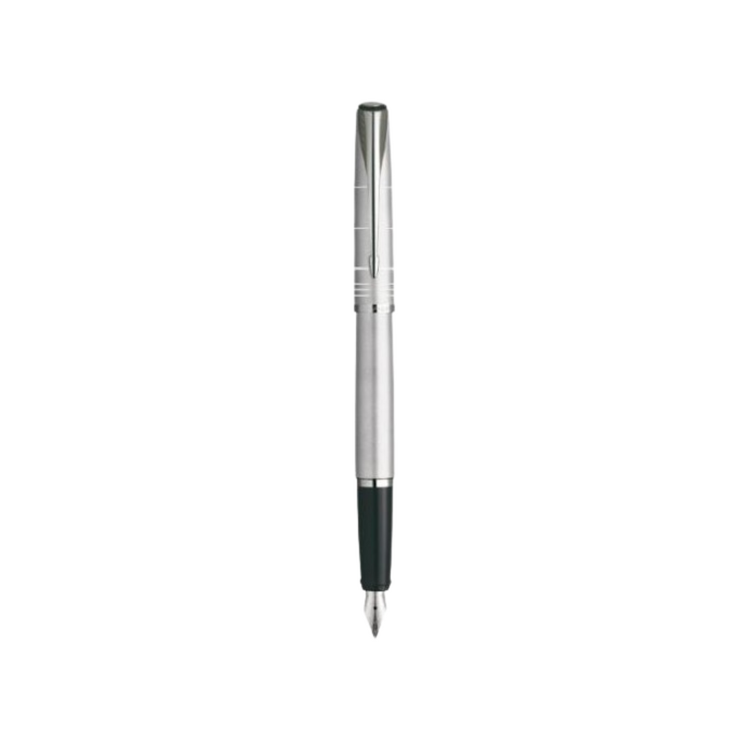 Parker Latitude 08 Icy Silver CT Fountain Pen in Medium Nib — Parker fountain pen — precision nib writing instrument, at Cityluxe Singapore stationery store