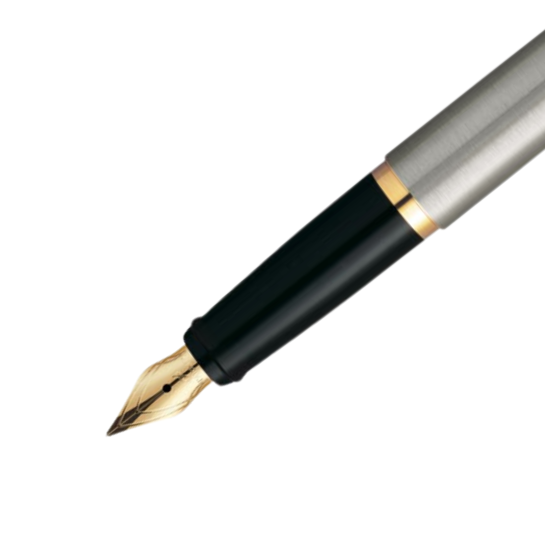 Parker Latitude Stainless Steel GT Gold Nib Fountain Pen in Medium Nib — Parker fountain pen — precision nib writing instrument, at Cityluxe Singapore stationery store