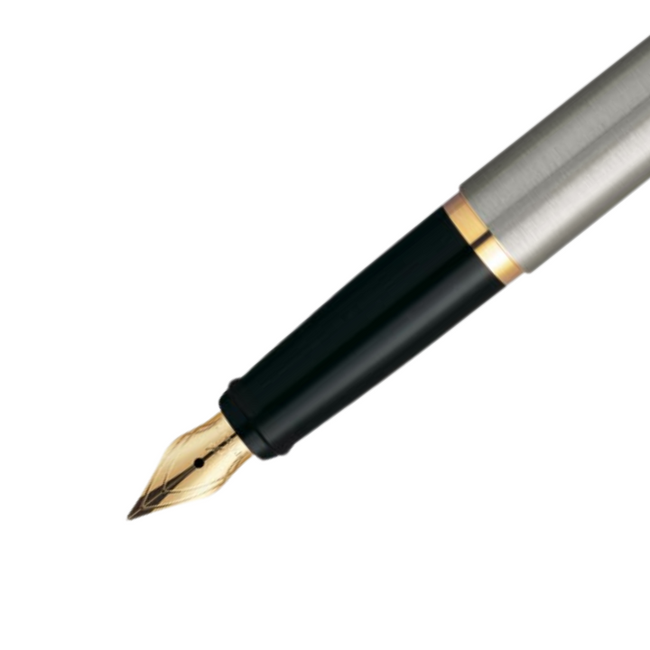 Parker Latitude Stainless Steel GT Gold Nib Fountain Pen in Medium Nib — Parker fountain pen — precision nib writing instrument, at Cityluxe Singapore stationery store