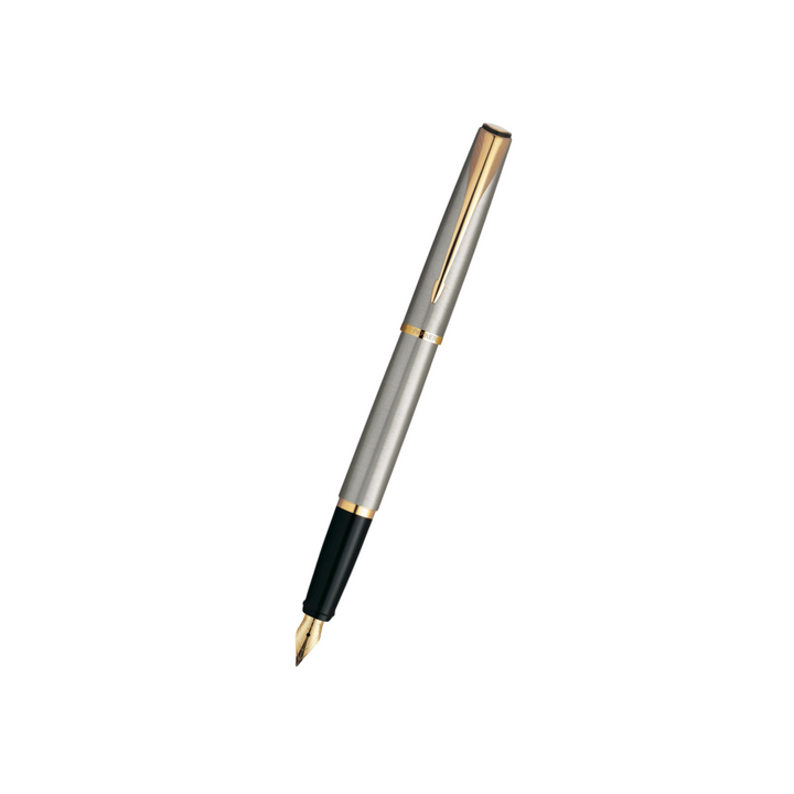 Parker Latitude Stainless Steel GT Gold Nib Fountain Pen in Medium Nib — Parker fountain pen — precision nib writing instrument, at Cityluxe Singapore stationery store