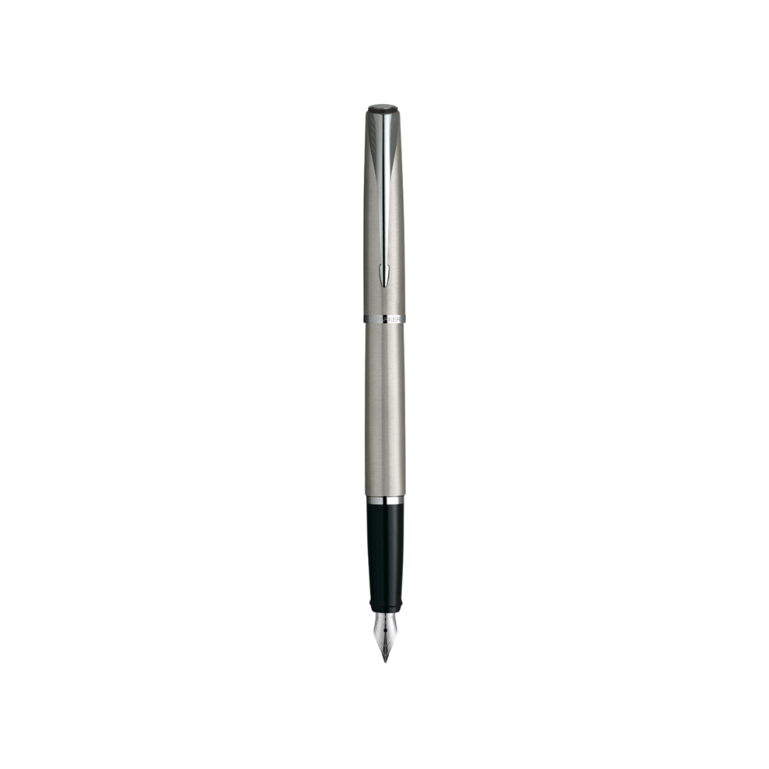 Parker Latitude Stainless Steel CT Silver Nib Fountain Pen in Medium Nib — Parker fountain pen — precision nib writing instrument, at Cityluxe Singapore stationery store