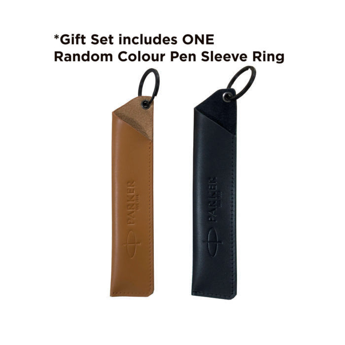 Parker Giftset Jotter XL Grey Core GT BP w/Leather Pen Sleeve Ring — Parker ballpoint pen — reliable smooth-writing everyday pen, at Cityluxe Singapore