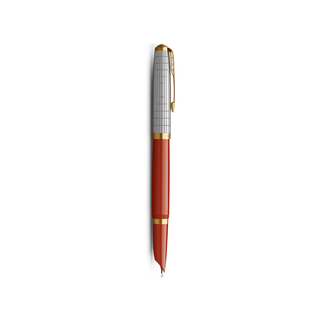 Parker 51 Premium Red Grid GT Fountain Pen - Medium Nib