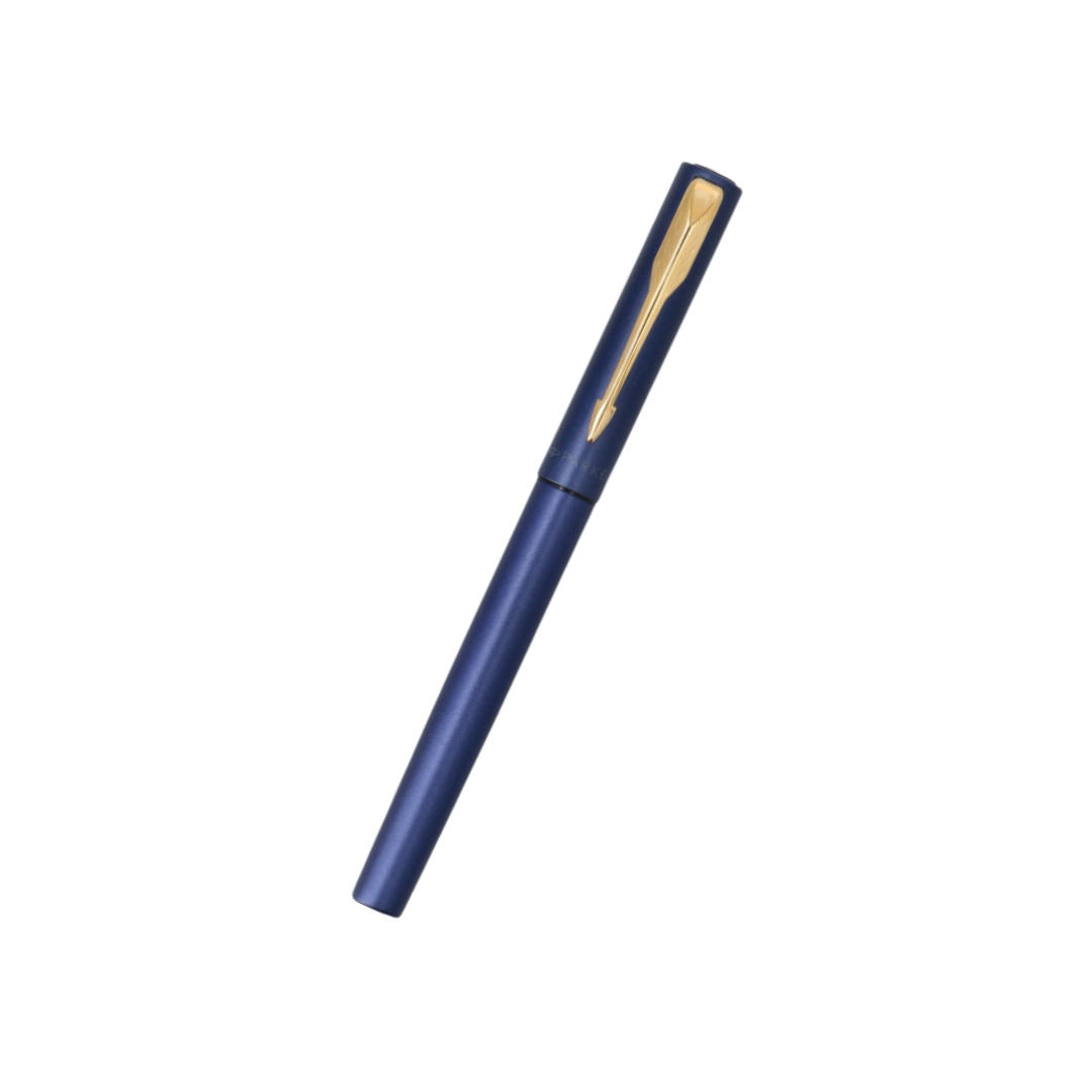 Parker Vector XL Rollerball Pen in Dark Blue with Gold Trim — Parker rollerball pen — fluid gel ink writing instrument, at Cityluxe Singapore