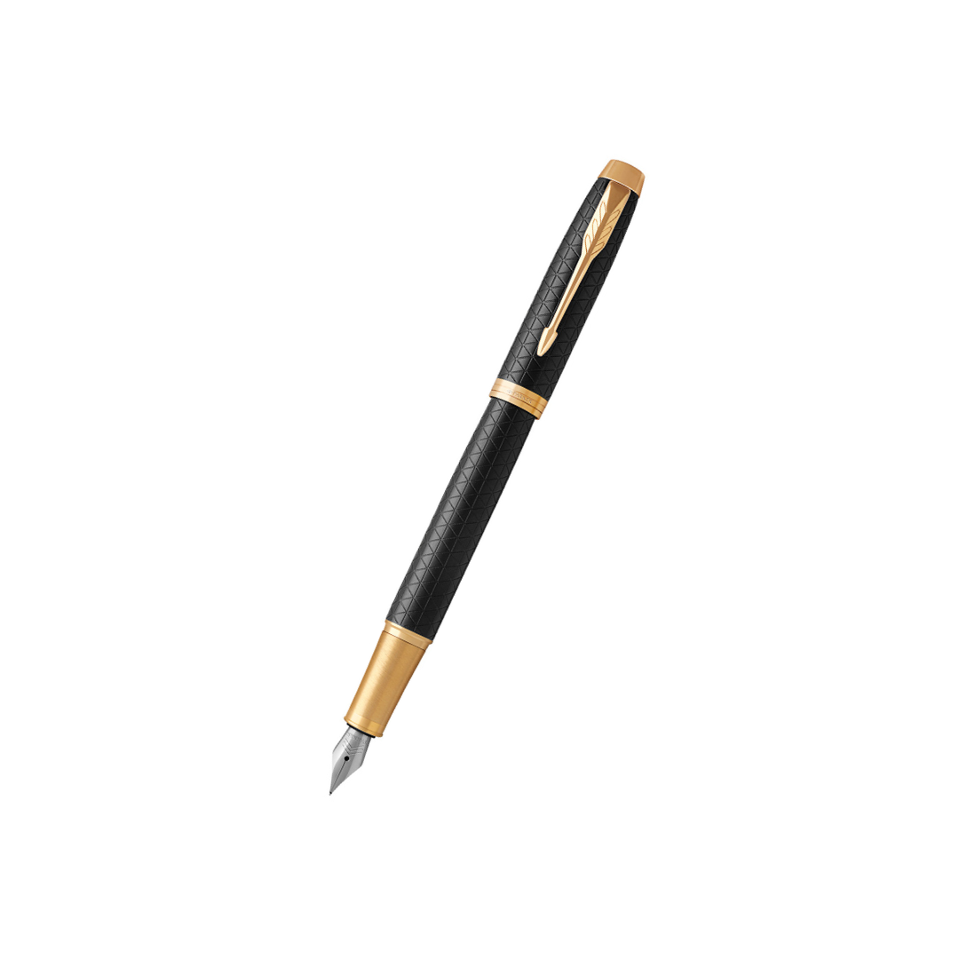 Parker IM Premium Fountain Pen in Black with Gold Trims — Parker fountain pen — precision nib writing instrument, at Cityluxe Singapore stationery store