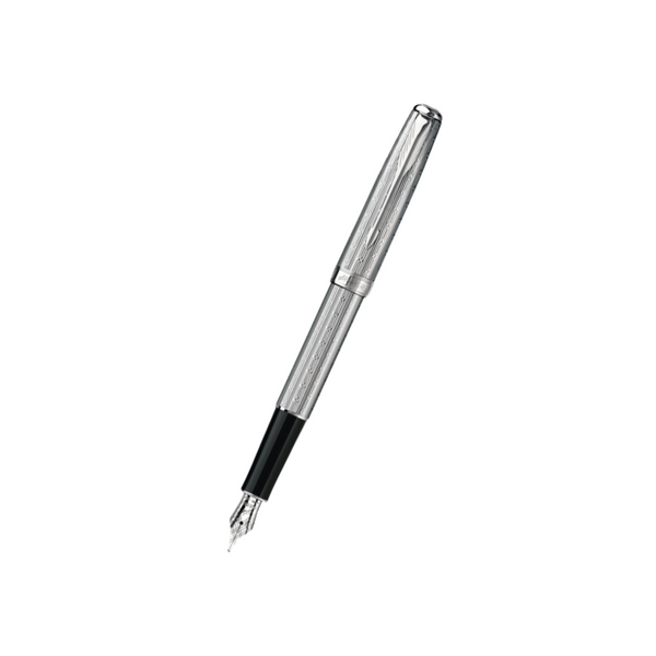 Parker Sonnet II Chrome Silvery Fountain Pen with Chrome Trims — capped