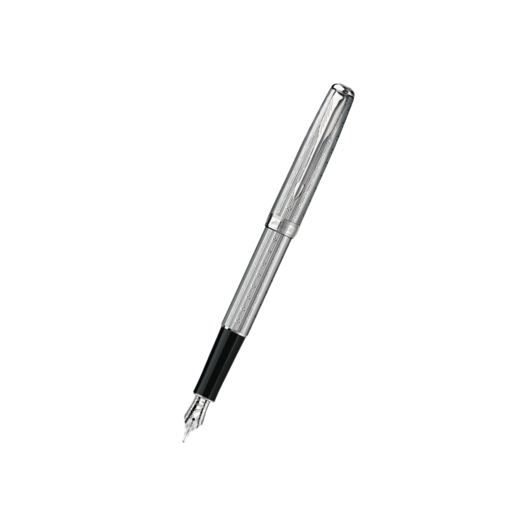 Parker Sonnet II Chrome Silvery Fountain Pen with Chrome Trims