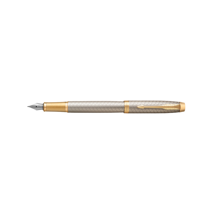 Parker IM Premium Fountain Pen in Warm Grey with Gold Trims — Parker fountain pen — precision nib writing instrument, at Cityluxe Singapore stationery store