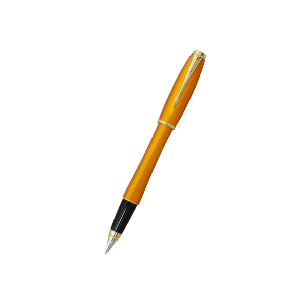 Parker Urban Premium Fountain Pen - Mandarin Yellow with Gold Trims — capped