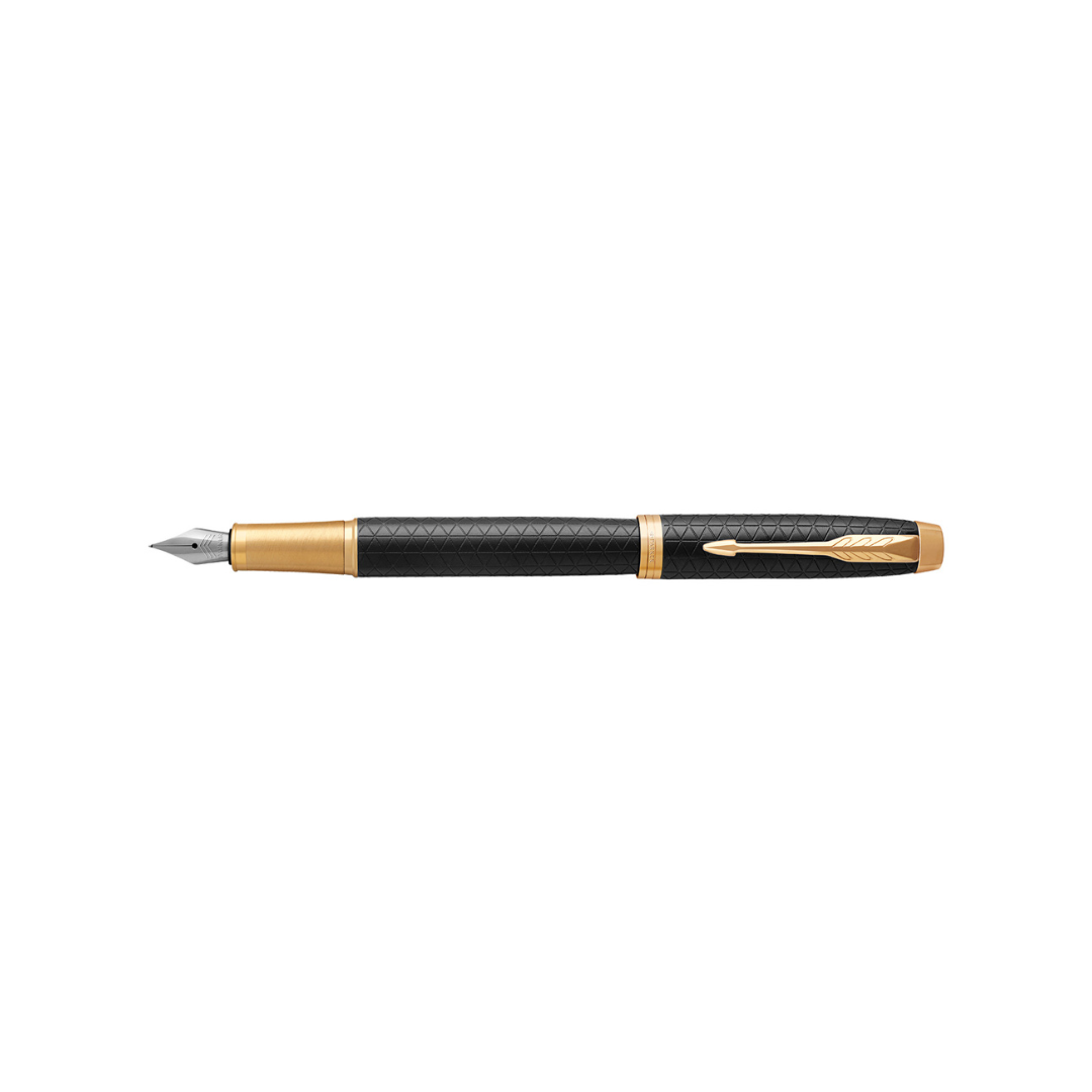 Parker IM Premium Fountain Pen in Black with Gold Trims — Parker fountain pen — precision nib writing instrument, at Cityluxe Singapore stationery store