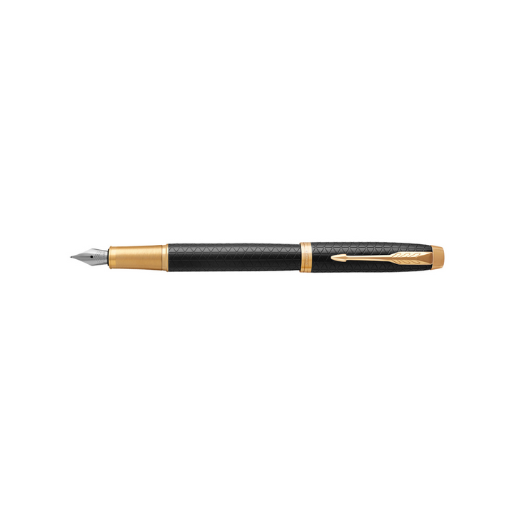 Parker IM Premium Fountain Pen in Black with Gold Trims — Parker fountain pen — precision nib writing instrument, at Cityluxe Singapore stationery store