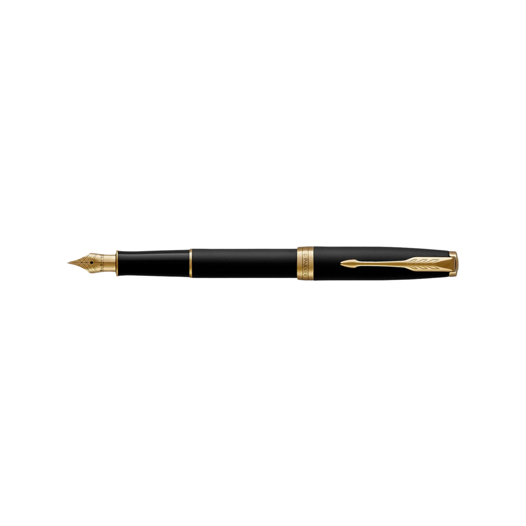 Parker Sonnet Matte Black GT Fountain Pen — Parker fountain pen — precision nib writing instrument, at Cityluxe Singapore stationery store
