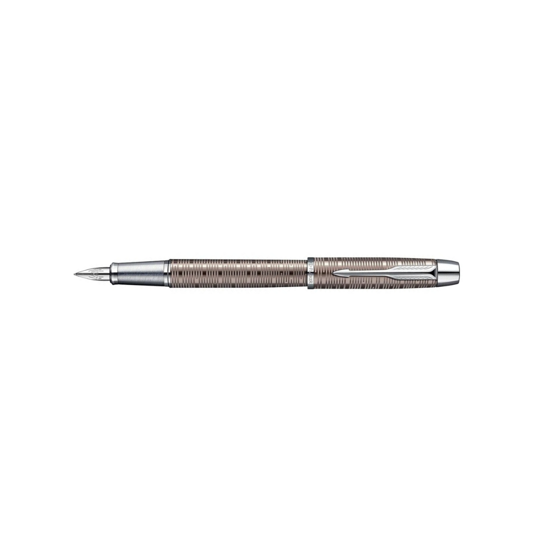 Parker IM Premium Fountain Pen in Brown Shadow with Chrome Trims — Parker fountain pen — precision nib writing instrument, at Cityluxe Singapore stationery store