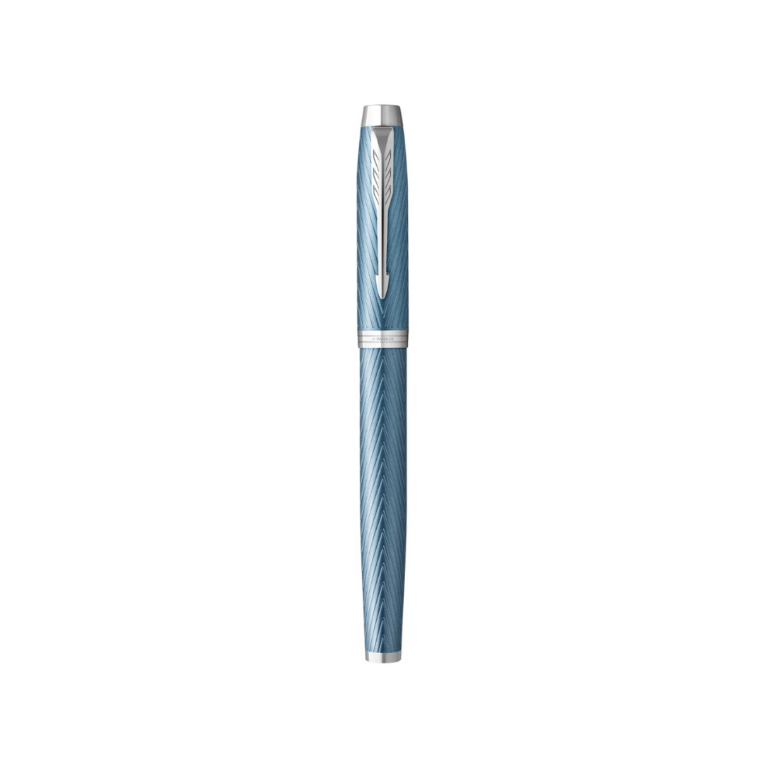 Parker IM Premium Fountain Pen in Blue with Chrome Trims — Parker fountain pen — precision nib writing instrument, at Cityluxe Singapore stationery store