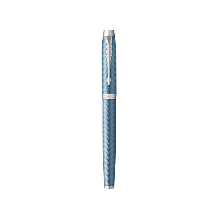 Parker IM Premium Fountain Pen in Blue with Chrome Trims — Parker fountain pen — precision nib writing instrument, at Cityluxe Singapore stationery store