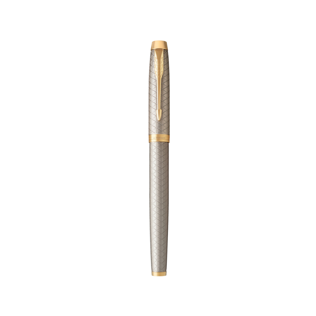 Parker IM Premium Fountain Pen in Warm Grey with Gold Trims — Parker fountain pen — precision nib writing instrument, at Cityluxe Singapore stationery store