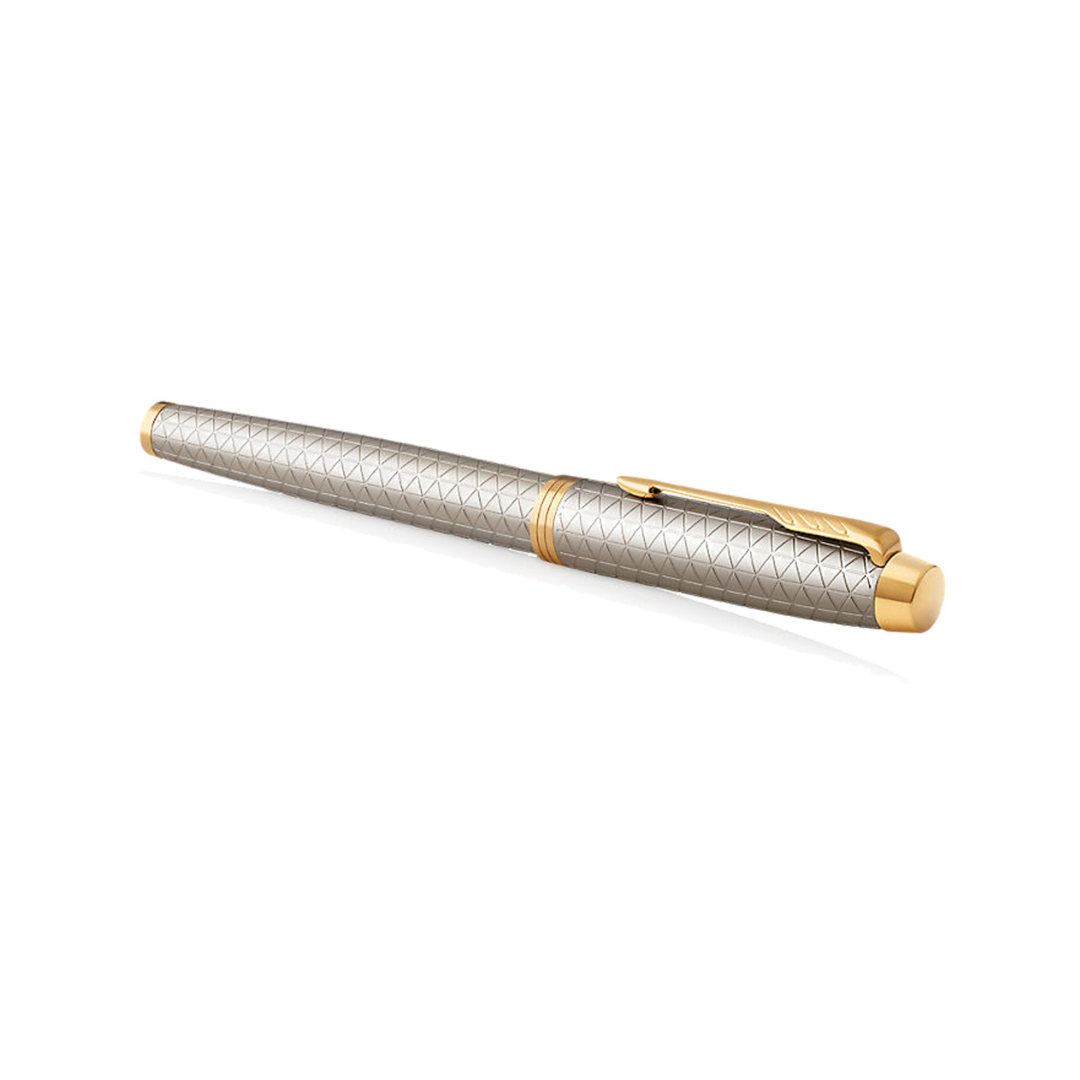 Parker IM Premium Fountain Pen in Warm Grey with Gold Trims — Parker fountain pen — precision nib writing instrument, at Cityluxe Singapore stationery store