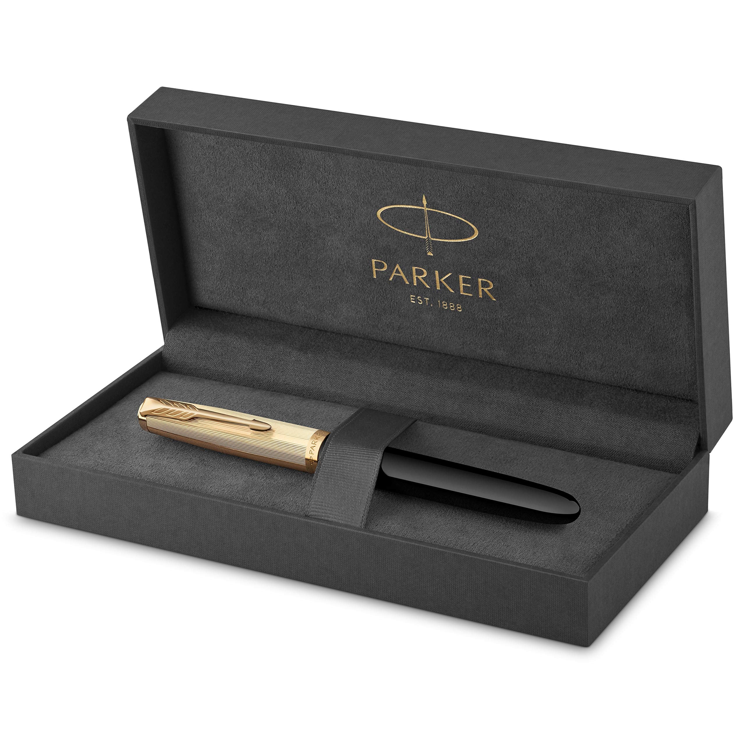 筆記具 Parker 51 F Parker 51 Deluxe Premium Black GT 18k Gold Nib Fountain | Cityluxe