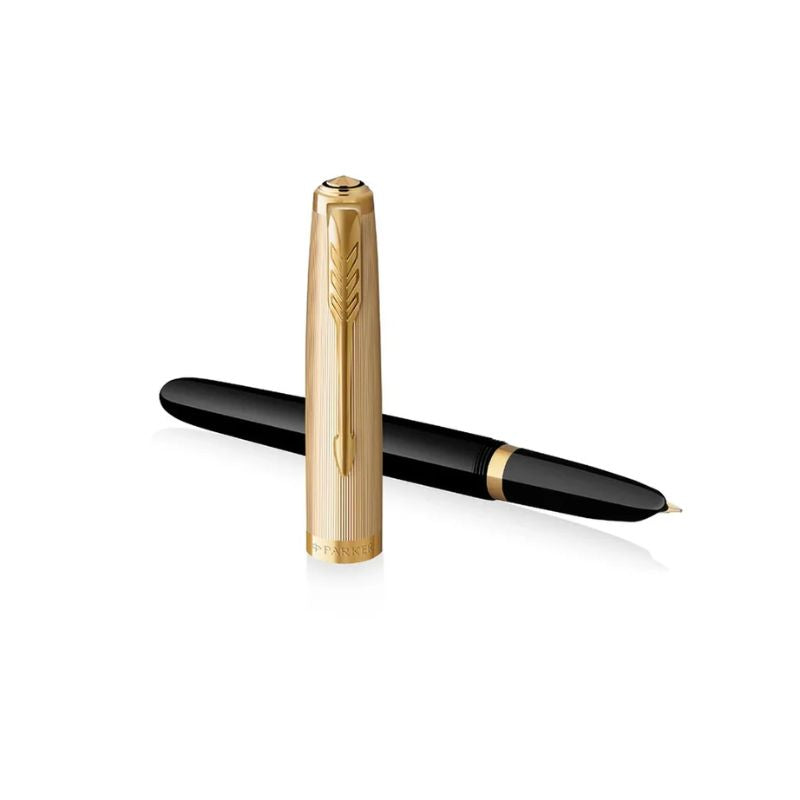 Parker 51 Deluxe Premium Black GT 18k Gold Nib Fountain | Cityluxe