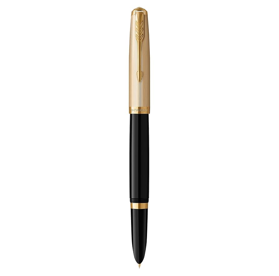 Parker 51 Deluxe Premium Black GT 18k Gold Nib Fountain | Cityluxe