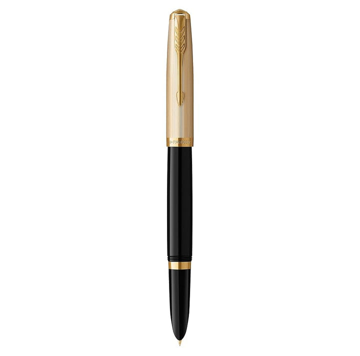 Parker 51 Deluxe Premium Black GT 18k Gold Nib Fountain Pen in Fine Nib — Parker fountain pen — precision nib writing instrument, at Cityluxe Singapore stationery store