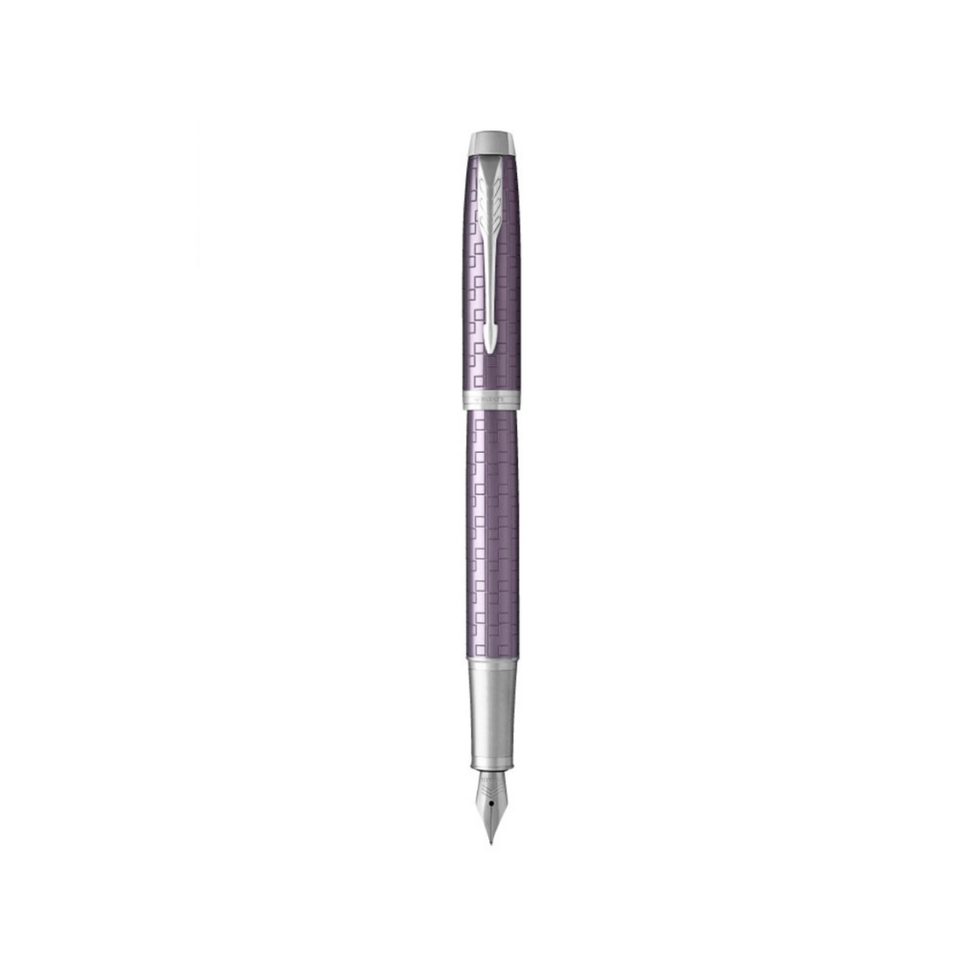 Parker IM Premium Fountain Pen in Dark Violet with Chrome Trims — Parker fountain pen — precision nib writing instrument, at Cityluxe Singapore stationery store