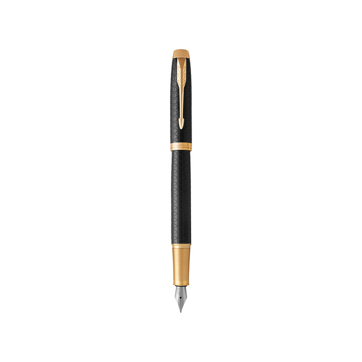 Parker IM Premium Fountain Pen in Black with Gold Trims — Parker fountain pen — precision nib writing instrument, at Cityluxe Singapore stationery store