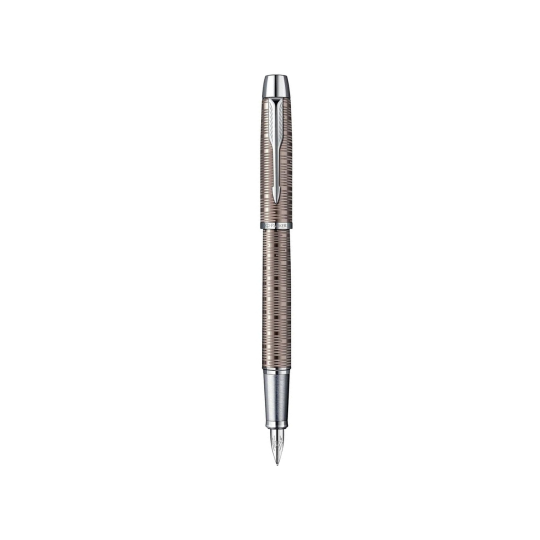 Parker IM Premium Fountain Pen in Brown Shadow with Chrome Trims — Parker fountain pen — precision nib writing instrument, at Cityluxe Singapore stationery store