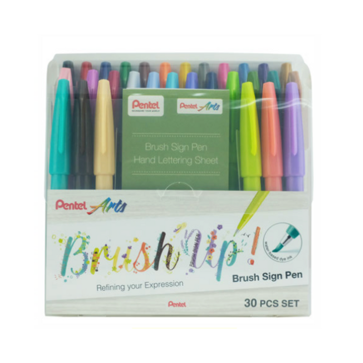 Pentel Brush Sign Pen Set in 30 Colors — Pentel brush pen — premium stationery and lifestyle, at Cityluxe Singapore