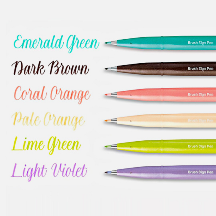 Pentel Brush Sign Pen Set in 6 Colors — Pentel brush pen — premium stationery and lifestyle, at Cityluxe Singapore