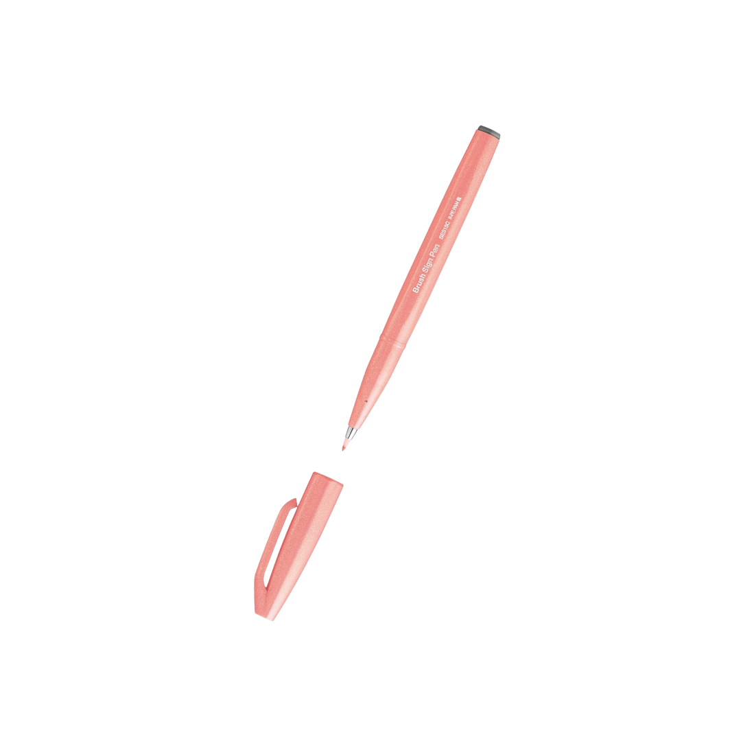Pentel Brush Sign Pen in Coral Orange — Pentel brush pen — premium stationery and lifestyle, at Cityluxe Singapore