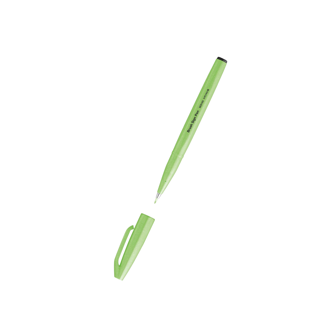 Pentel Brush Sign Pen in Fluorescent Green — Pentel brush pen — premium stationery and lifestyle, at Cityluxe Singapore