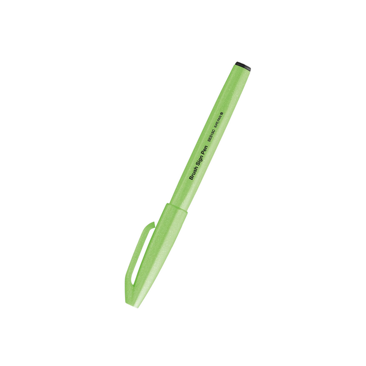 Pentel Brush Sign Pen in Fluorescent Green — Pentel brush pen — premium stationery and lifestyle, at Cityluxe Singapore