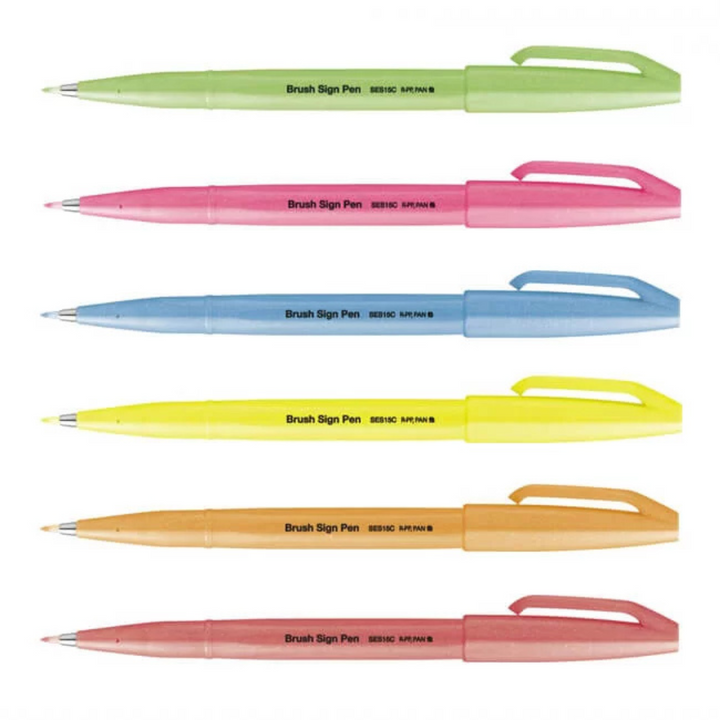 Pentel Brush Sign Pen in Fluorescent Green — Pentel brush pen — premium stationery and lifestyle, at Cityluxe Singapore