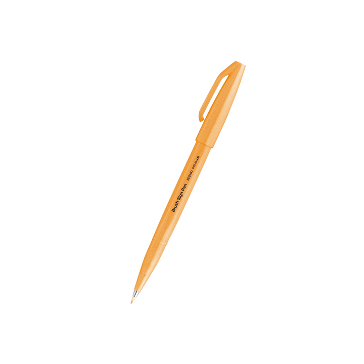 Pentel Brush Sign Pen in Fluorescent Orange — Pentel brush pen — premium stationery and lifestyle, at Cityluxe Singapore