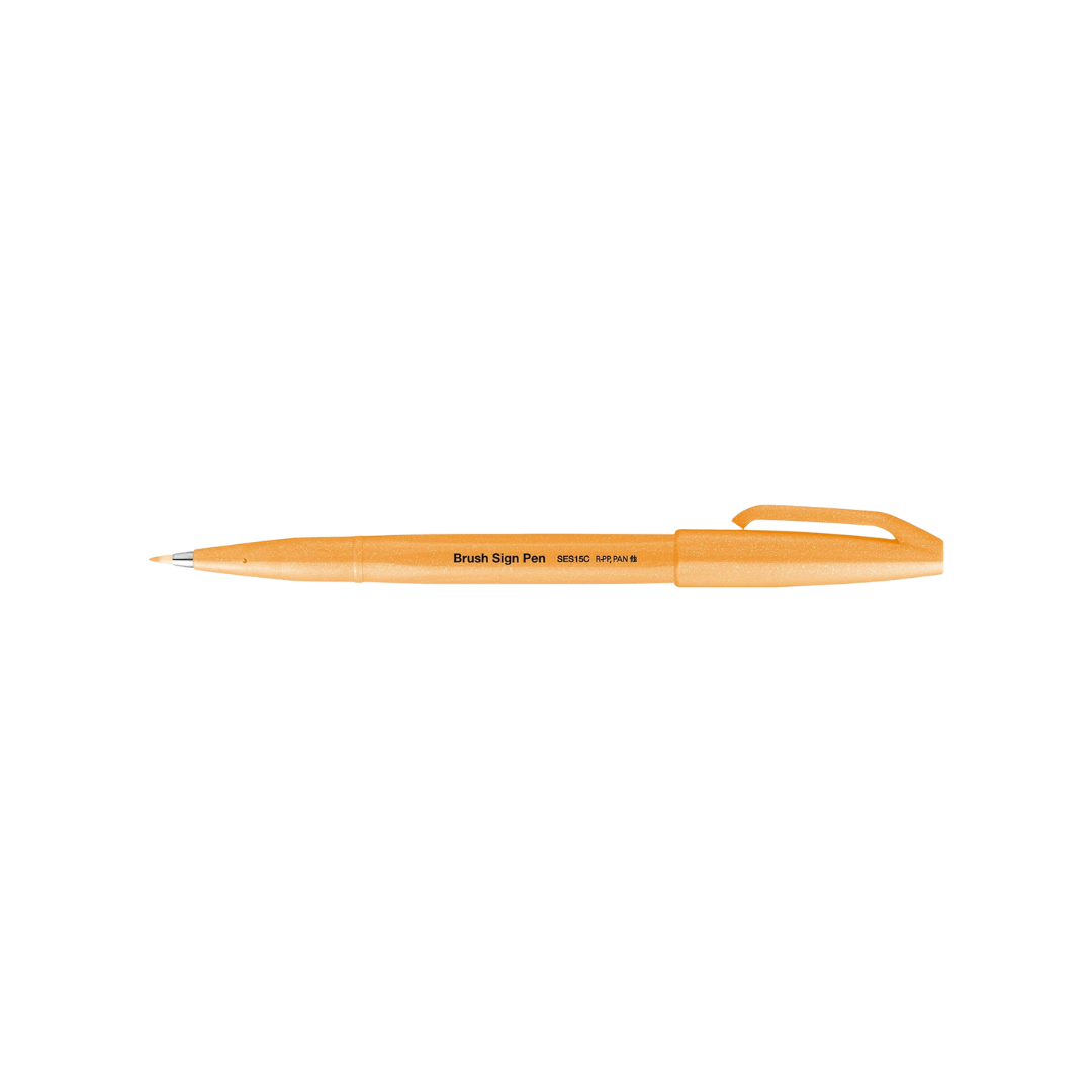 Pentel Brush Sign Pen in Fluorescent Orange — Pentel brush pen — premium stationery and lifestyle, at Cityluxe Singapore