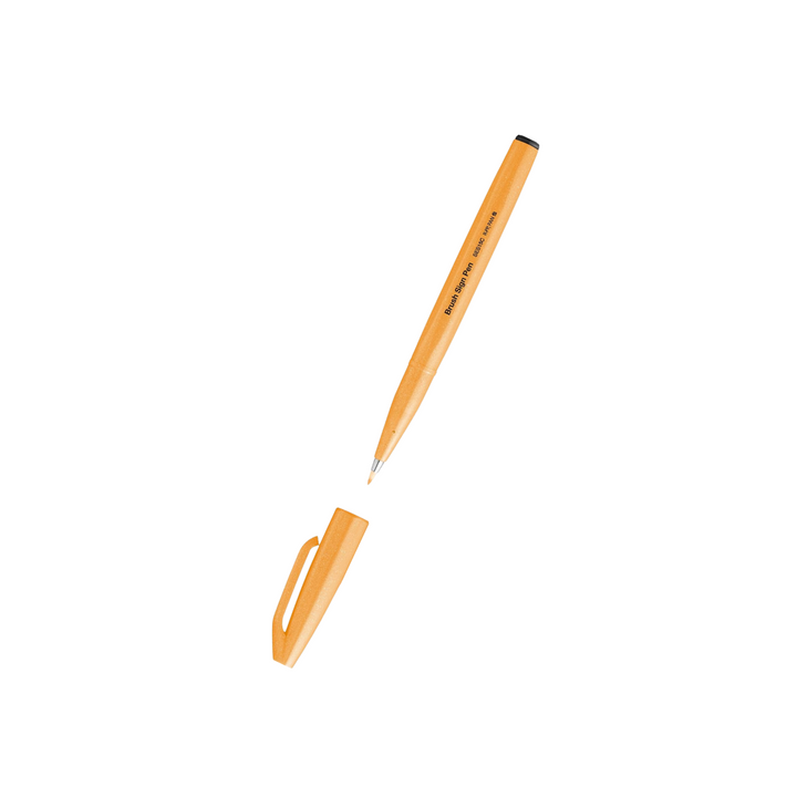 Pentel Brush Sign Pen in Fluorescent Orange — Pentel brush pen — premium stationery and lifestyle, at Cityluxe Singapore
