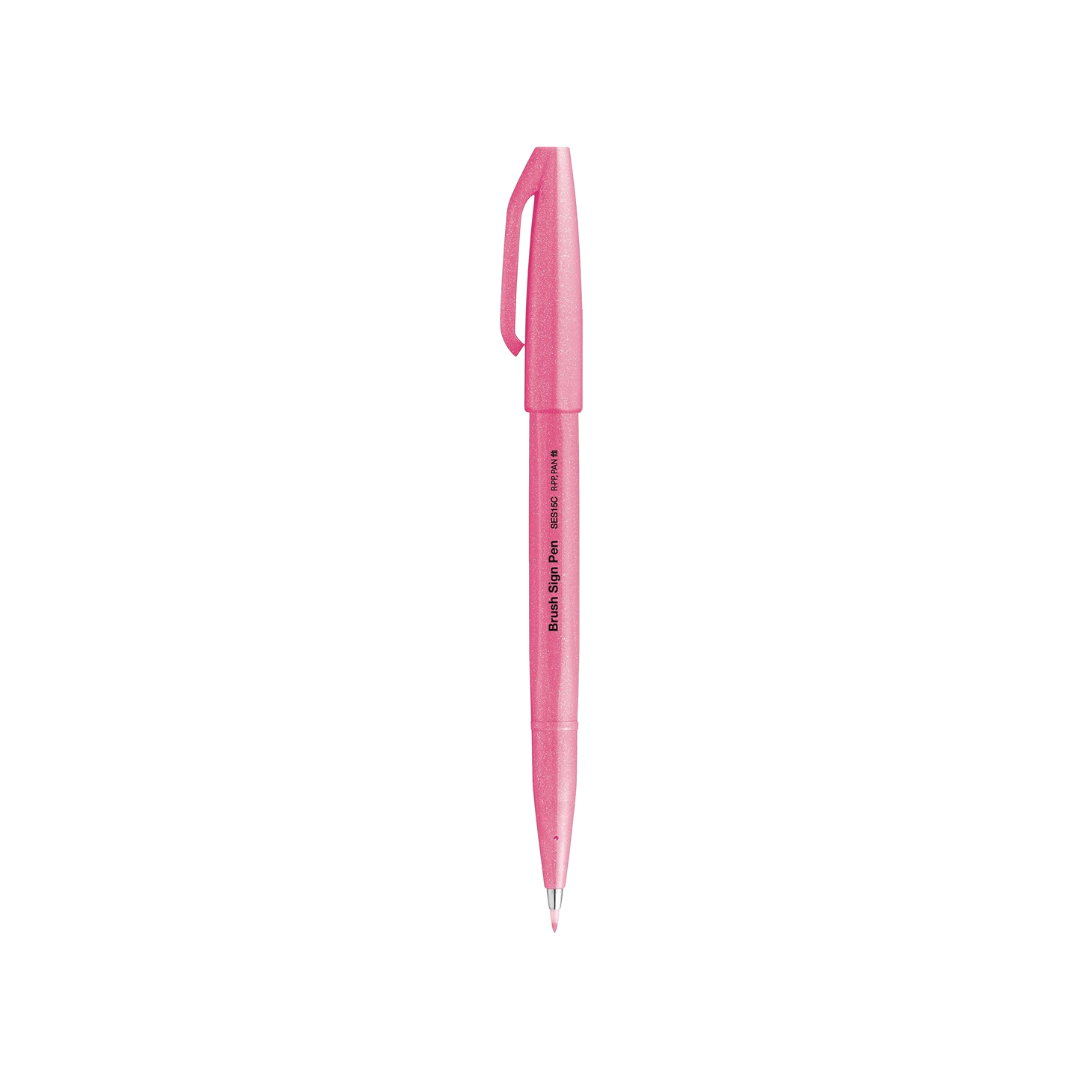 Pentel Brush Sign Pen in Fluorescent Pink — Pentel brush pen — premium stationery and lifestyle, at Cityluxe Singapore