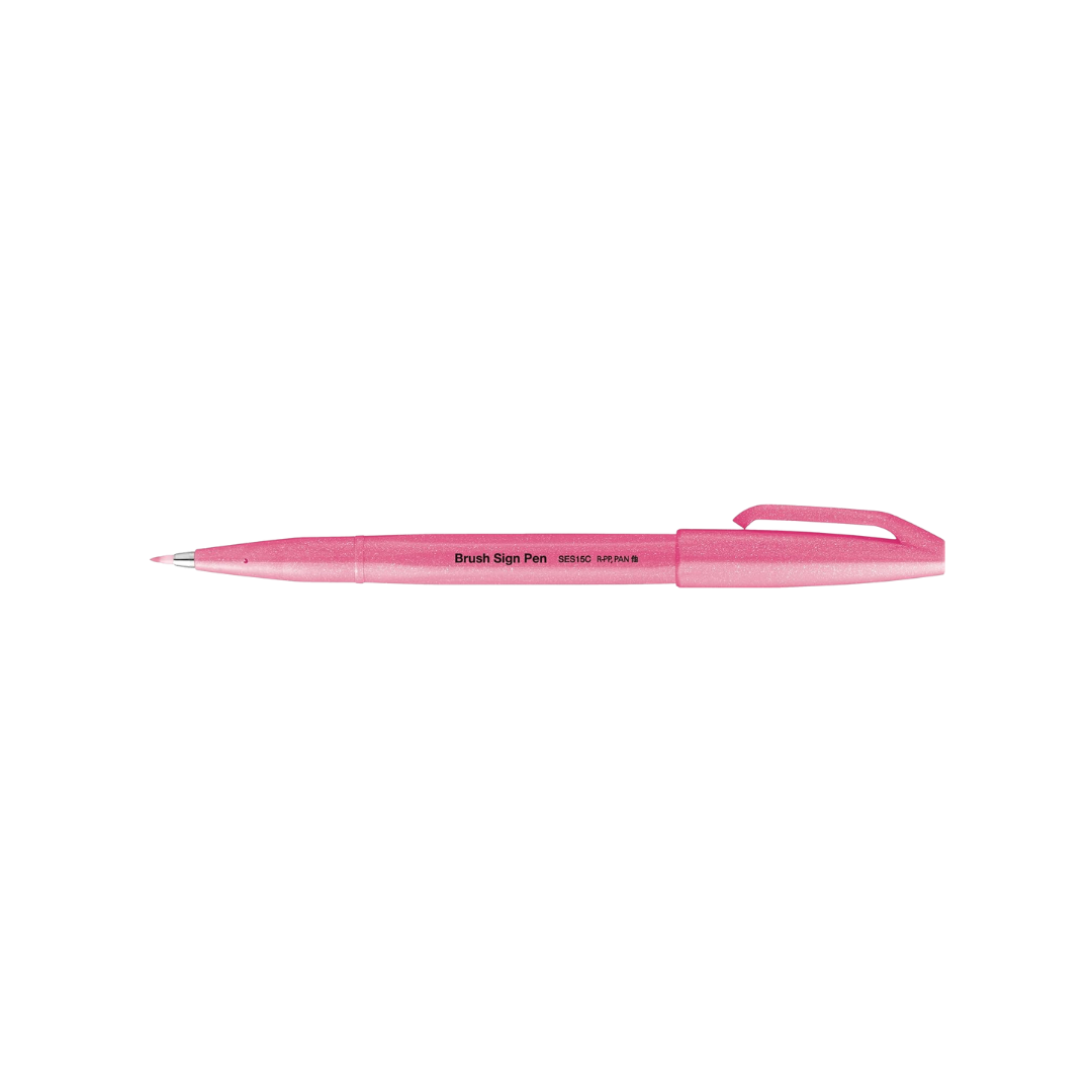 Pentel Brush Sign Pen in Fluorescent Pink — Pentel brush pen — premium stationery and lifestyle, at Cityluxe Singapore