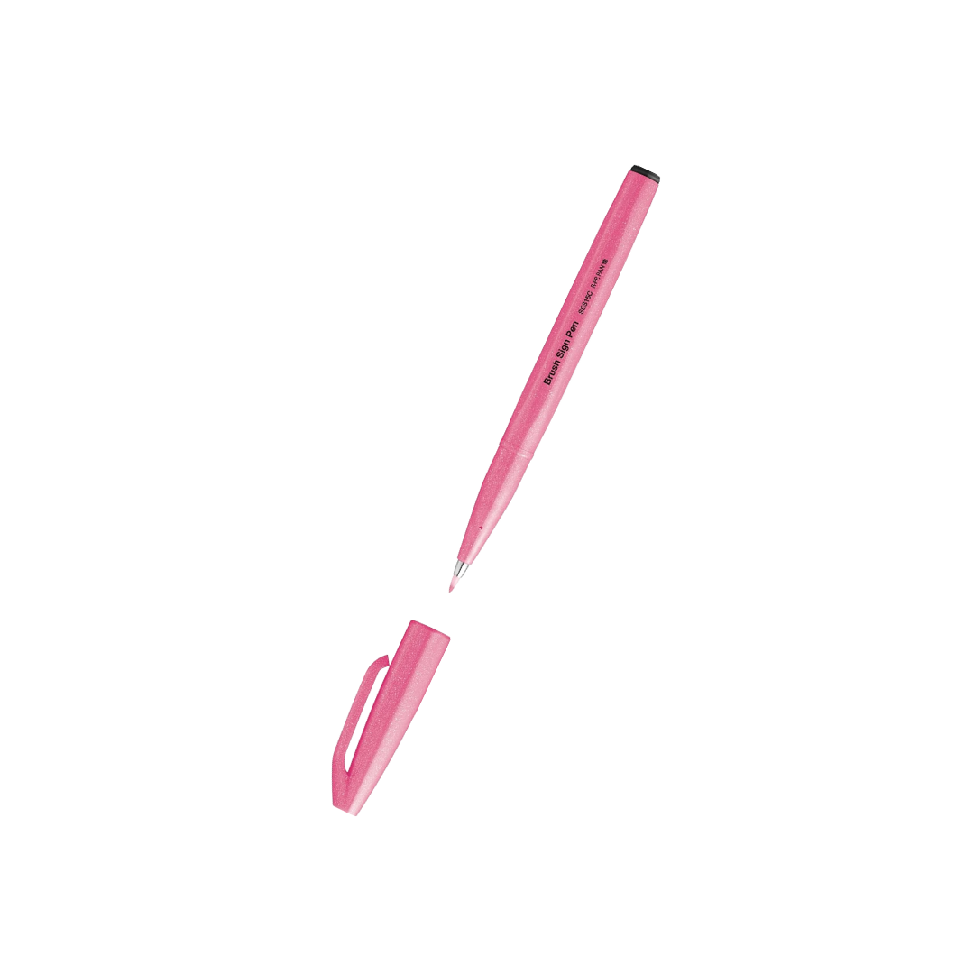 Pentel Brush Sign Pen in Fluorescent Pink — Pentel brush pen — premium stationery and lifestyle, at Cityluxe Singapore
