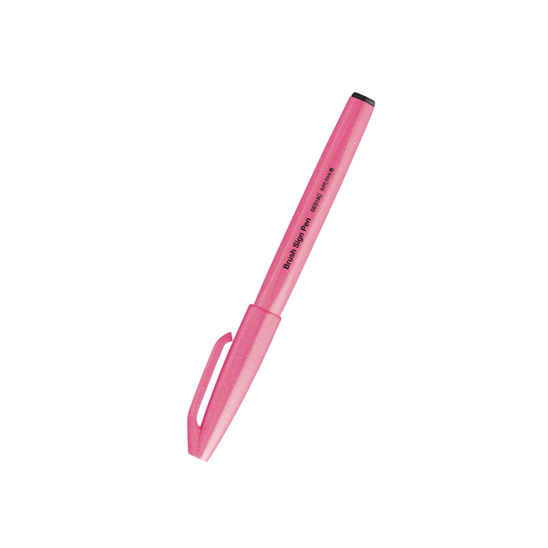 Pentel Brush Sign Pen in Fluorescent Pink — Pentel brush pen — premium stationery and lifestyle, at Cityluxe Singapore