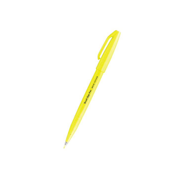 Pentel Brush Sign Pen in Fluorescent Yellow — Pentel brush pen — premium stationery and lifestyle, at Cityluxe Singapore