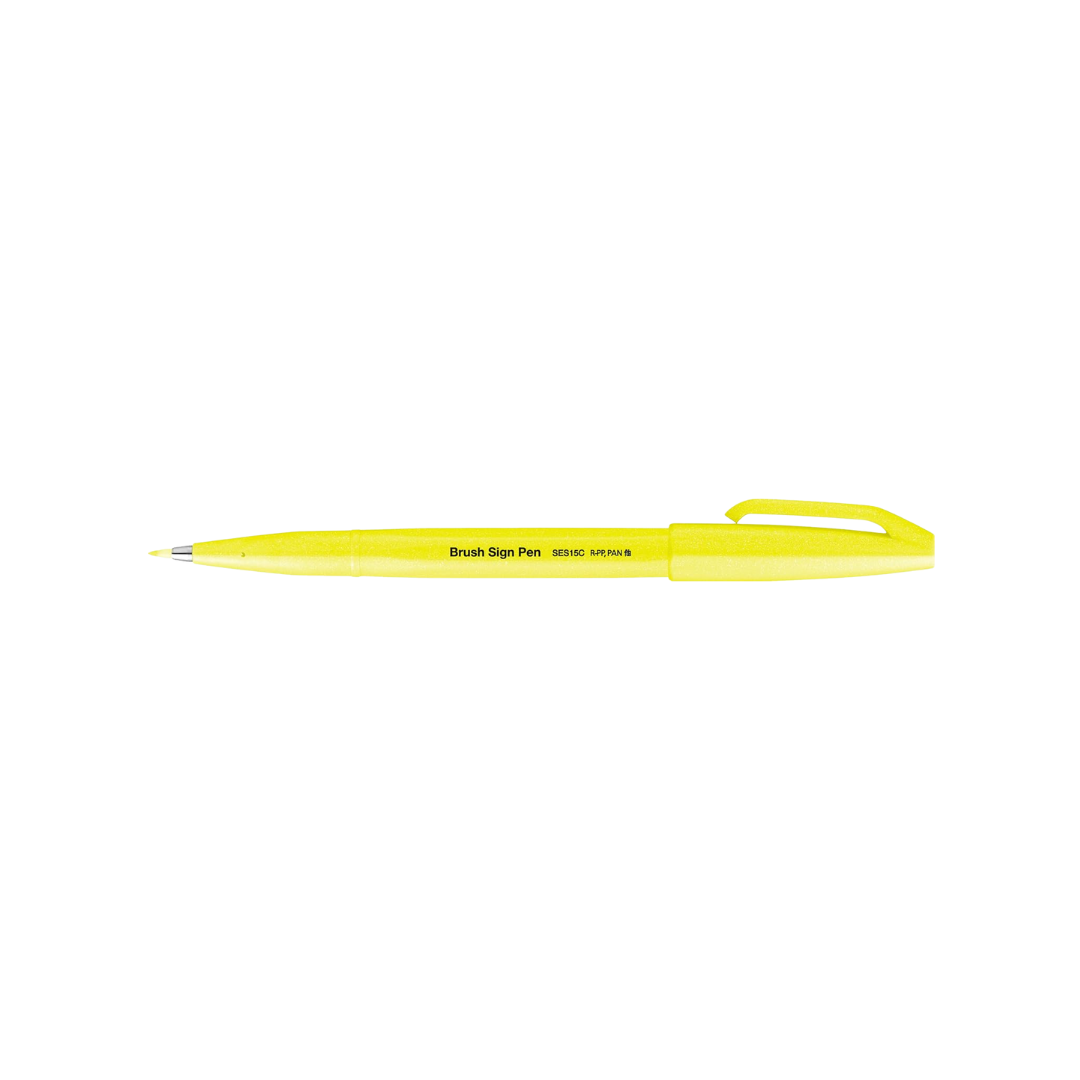 Pentel Brush Sign Pen in Fluorescent Yellow — Pentel brush pen — premium stationery and lifestyle, at Cityluxe Singapore