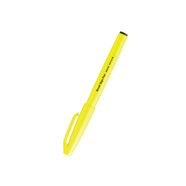 Pentel Brush Sign Pen in Fluorescent Yellow — Pentel brush pen — premium stationery and lifestyle, at Cityluxe Singapore