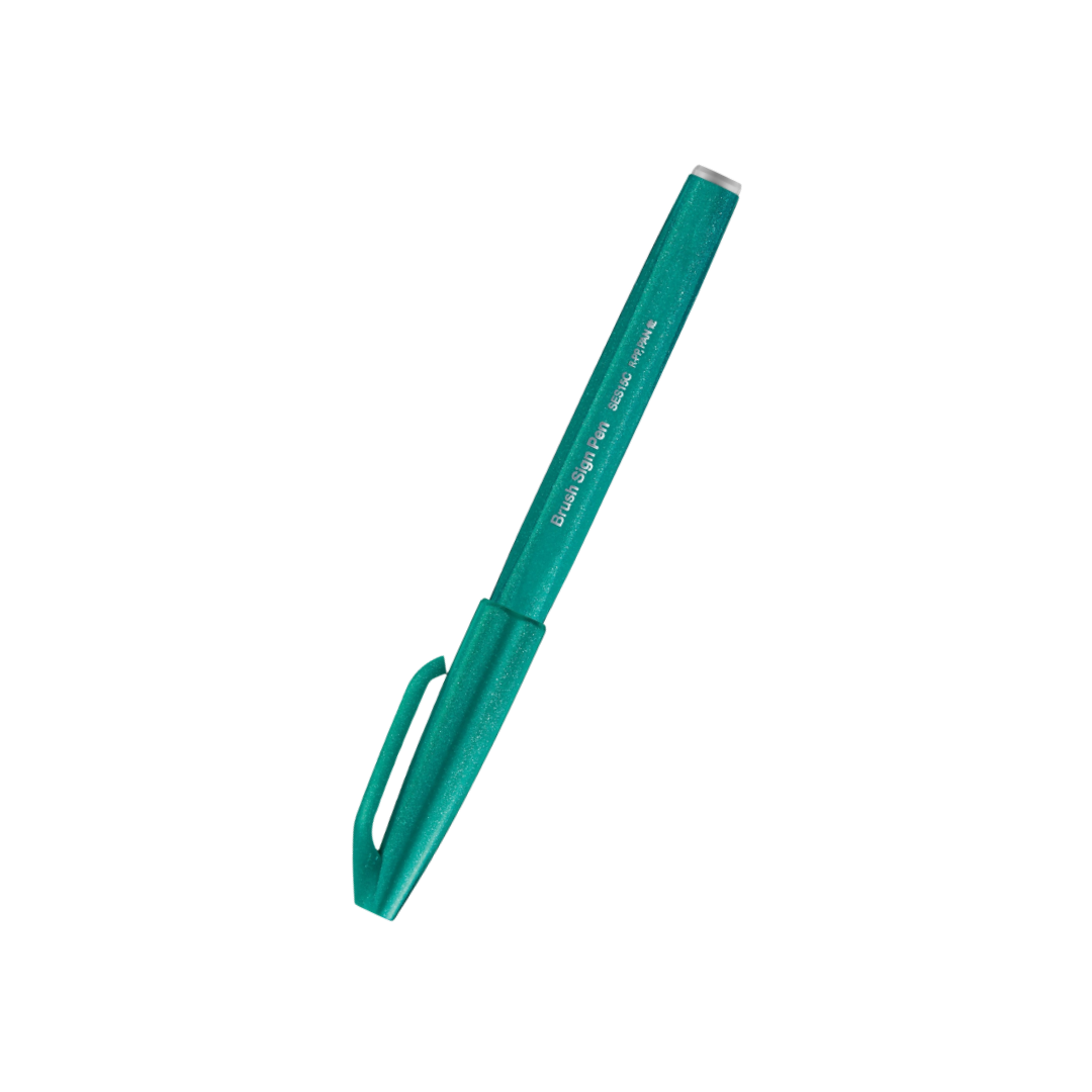 Pentel Touch Brush Sign Pen Turquoise Green — Pentel brush pen — premium stationery and lifestyle, at Cityluxe Singapore