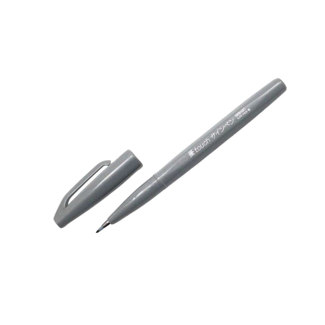 Pentel Touch Brush Sign Pen Grey — Pentel brush pen — premium stationery and lifestyle, at Cityluxe Singapore